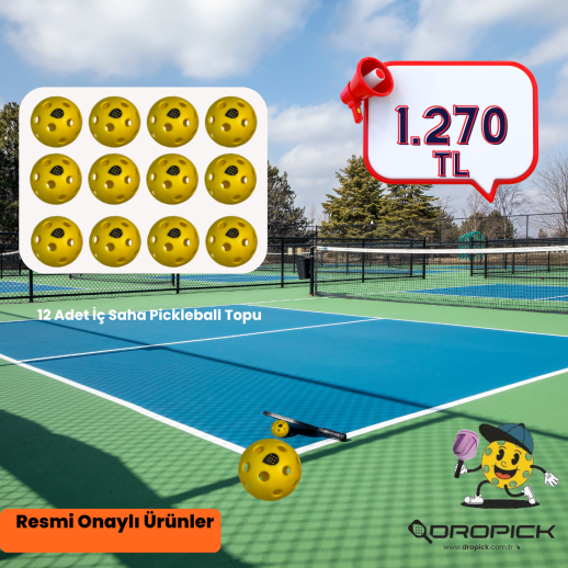 12 Adet Pickleball İç Saha Topu