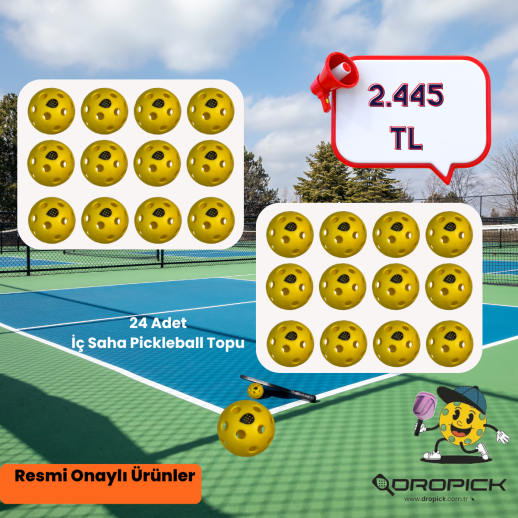 24 Adet Pickleball İç Saha Topu
