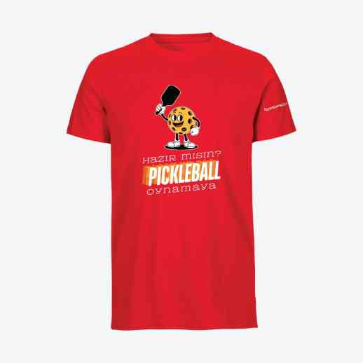 Dropick "Hazır Mısın Pickleball Oynamaya?" Unisex Kırmızı Pickleball Tişört - Yetişkin