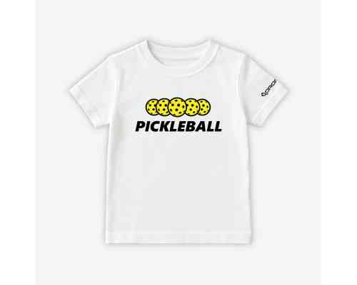 Dropick "Pickleball Balls" Unisex Pickleball Tişörtü Beyaz - Çocuk