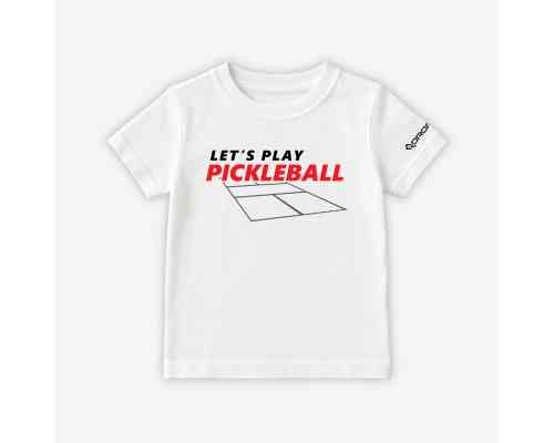 Dropick "Let’s Play Pickleball" Unisex Pickleball Tişörtü Beyaz - Çocuk