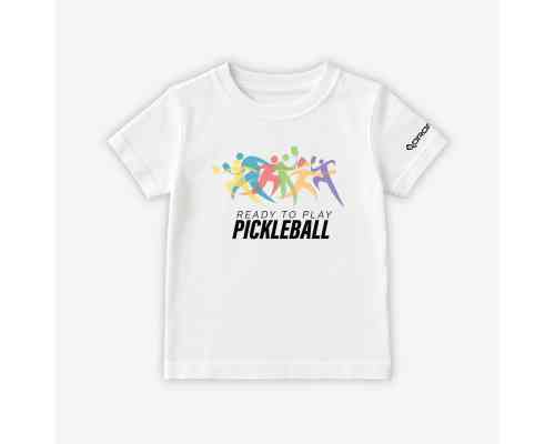Dropick "Ready to Play Pickleball" Unisex Beyaz Pickleball Tişört - Çocuk