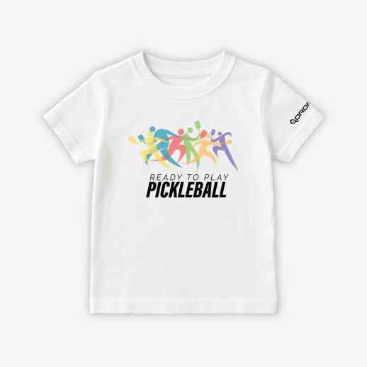 Dropick "Ready to Play Pickleball" Unisex Beyaz Pickleball Tişört - Çocuk