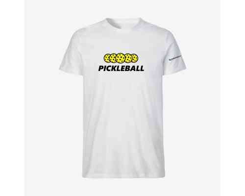 Dropick "Pickleball Balls" Unisex Pickleball Tişörtü Beyaz - Yetişkin