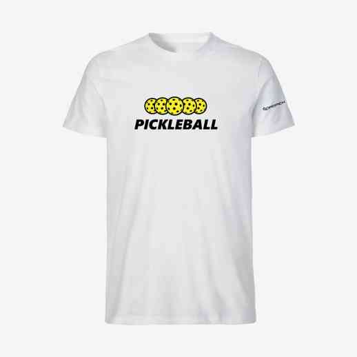 Dropick "Pickleball Balls" Unisex Pickleball Tişörtü Beyaz - Yetişkin