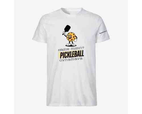 Dropick "Hazır Mısın Pickleball Oynamaya?" Unisex Beyaz Pickleball Tişört - Yetişkin