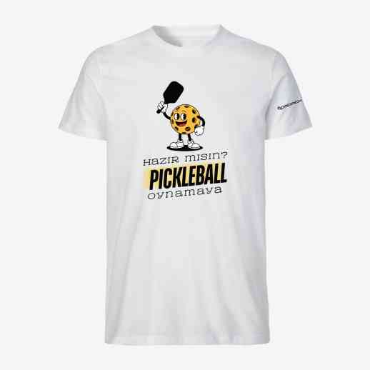 Dropick "Hazır Mısın Pickleball Oynamaya?" Unisex Beyaz Pickleball Tişört - Yetişkin