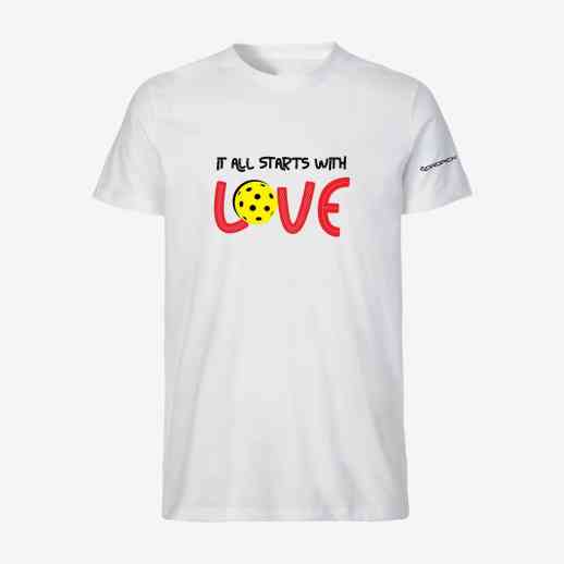 Dropick "It All Starts With LOVE" Unisex Beyaz Pickleball Tişört - Yetişkin