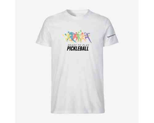 Dropick "Ready to Play Pickleball" Unisex Beyaz Pickleball Tişört - Yetişkin