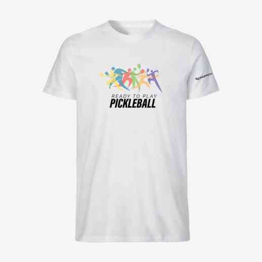 Dropick "Ready to Play Pickleball" Unisex Beyaz Pickleball Tişört - Yetişkin