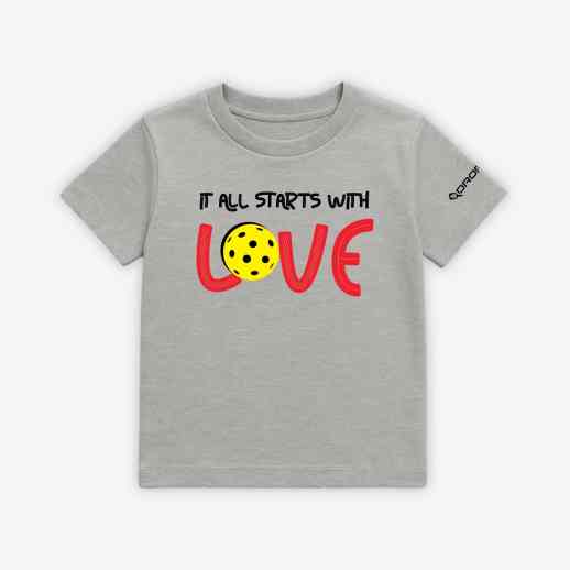 Dropick "It All Starts With LOVE" Unisex Gri Melanj Pickleball Tişört - Çocuk