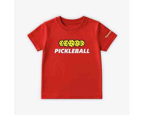 Dropick "Pickleball Balls" Unisex Pickleball Tişörtü Kırmızı - Çocuk