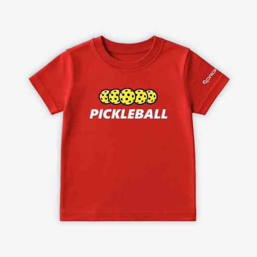 Dropick "Pickleball Balls" Unisex Pickleball Tişörtü Kırmızı - Çocuk