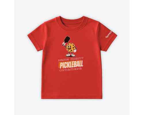 Dropick "Hazır Mısın Pickleball Oynamaya?" Unisex Kırmızı Pickleball Tişört - Çocuk
