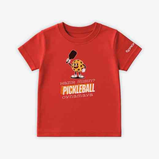 Dropick "Hazır Mısın Pickleball Oynamaya?" Unisex Kırmızı Pickleball Tişört - Çocuk