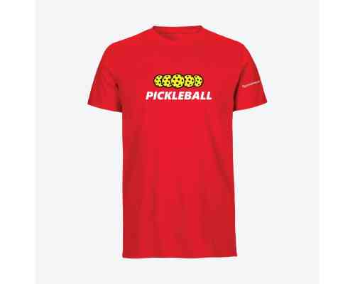 Dropick "Pickleball Balls" Unisex Pickleball Tişörtü Kırmızı - Yetişkin