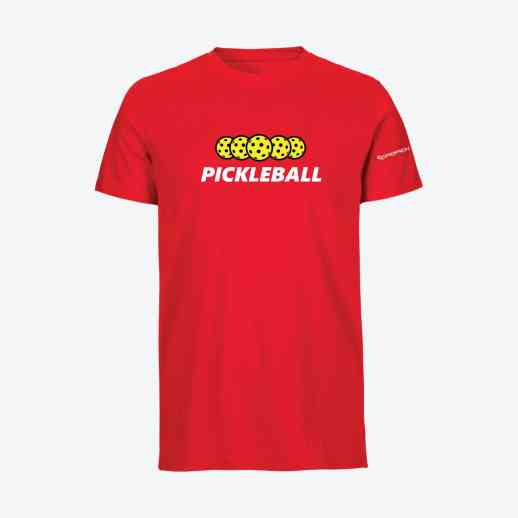 Dropick "Pickleball Balls" Unisex Pickleball Tişörtü Kırmızı - Yetişkin
