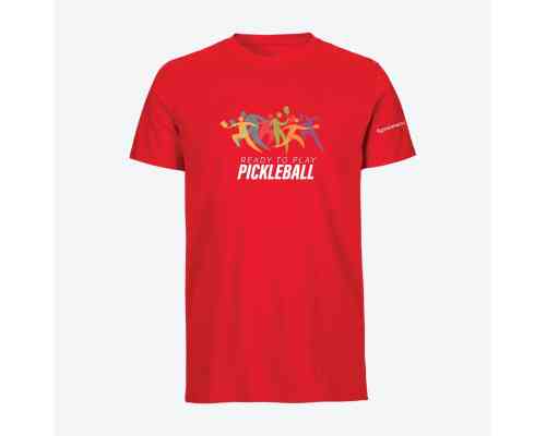 Dropick "Ready to Play Pickleball" Unisex Kırmızı Pickleball Tişört - Yetişkin