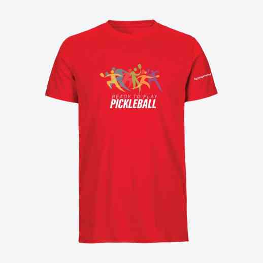 Dropick "Ready to Play Pickleball" Unisex Kırmızı Pickleball Tişört - Yetişkin
