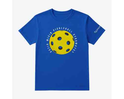 Dropick "Hazır Mısın Dev Pickleball Topu" Unisex Saks Mavi Pickleball Tişört - Çocuk