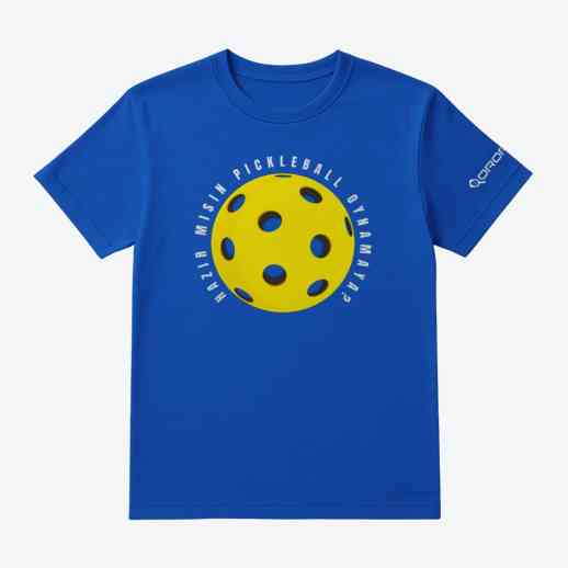 Dropick "Hazır Mısın Dev Pickleball Topu" Unisex Saks Mavi Pickleball Tişört - Çocuk