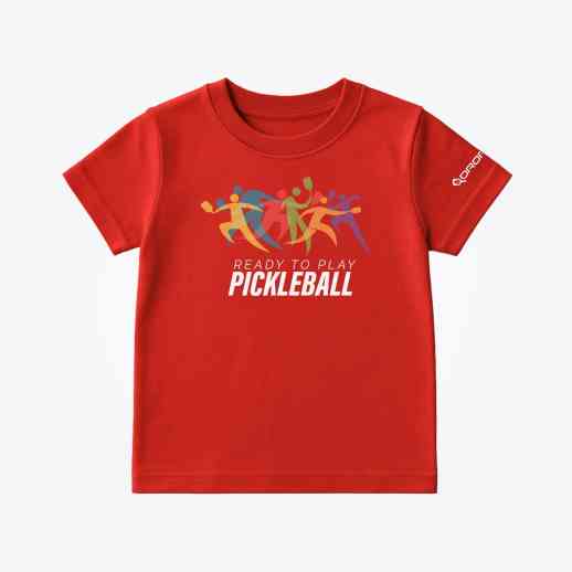 Dropick "Ready to Play Pickleball" Unisex Kırmızı Pickleball Tişört - Çocuk