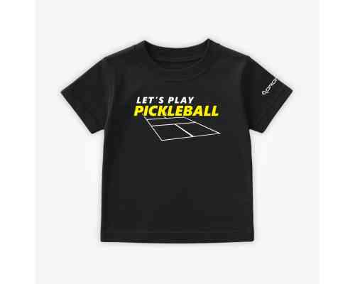 Dropick "Let’s Play Pickleball" Unisex Pickleball Tişörtü Siyah - Çocuk