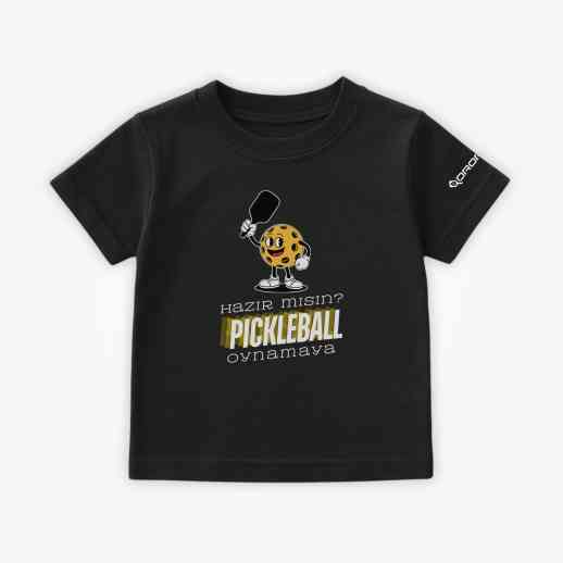 Dropick "Hazır Mısın Pickleball Oynamaya?" Unisex Siyah Pickleball Tişört - Çocuk