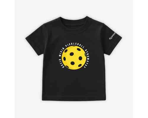 Dropick "Hazır Mısın Dev Pickleball Topu" Unisex Siyah Pickleball Tişört - Çocuk