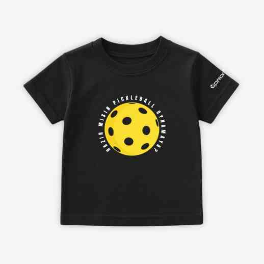 Dropick "Hazır Mısın Dev Pickleball Topu" Unisex Siyah Pickleball Tişört - Çocuk