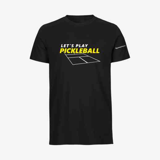 Dropick "Let’s Play Pickleball" Unisex Pickleball Tişörtü Siyah - Yetişkin