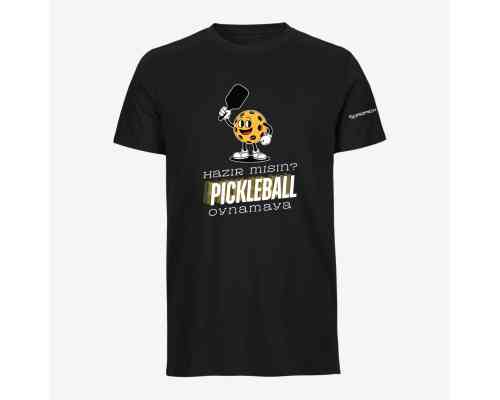 Dropick "Hazır Mısın Pickleball Oynamaya?" Unisex Siyah Pickleball Tişört - Yetişkin