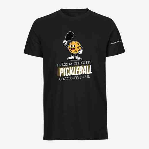 Dropick "Hazır Mısın Pickleball Oynamaya?" Unisex Siyah Pickleball Tişört - Yetişkin
