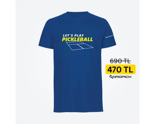Dropick "Let’s Play Pickleball" Unisex Pickleball Tişörtü Mavi - Yetişkin