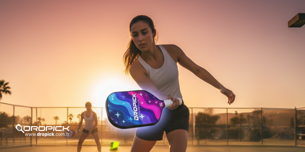 Dropick Galaxy Glow grip detayı – beyaz anti-slip yüzey, ergonomik sap yapısı